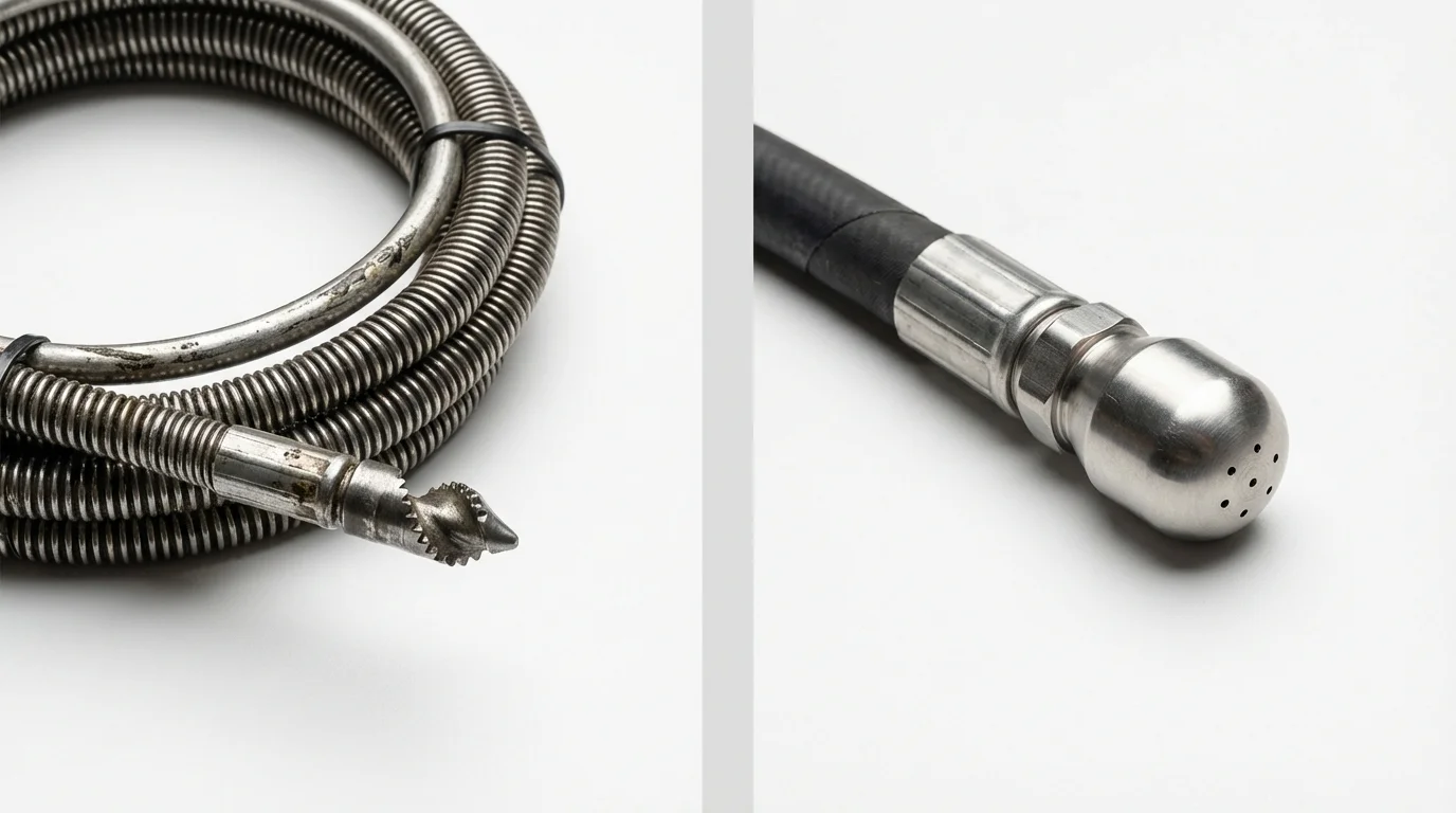Drain snake cable and hydro jetting nozzle used for drain cleaning in Murfreesboro, TN