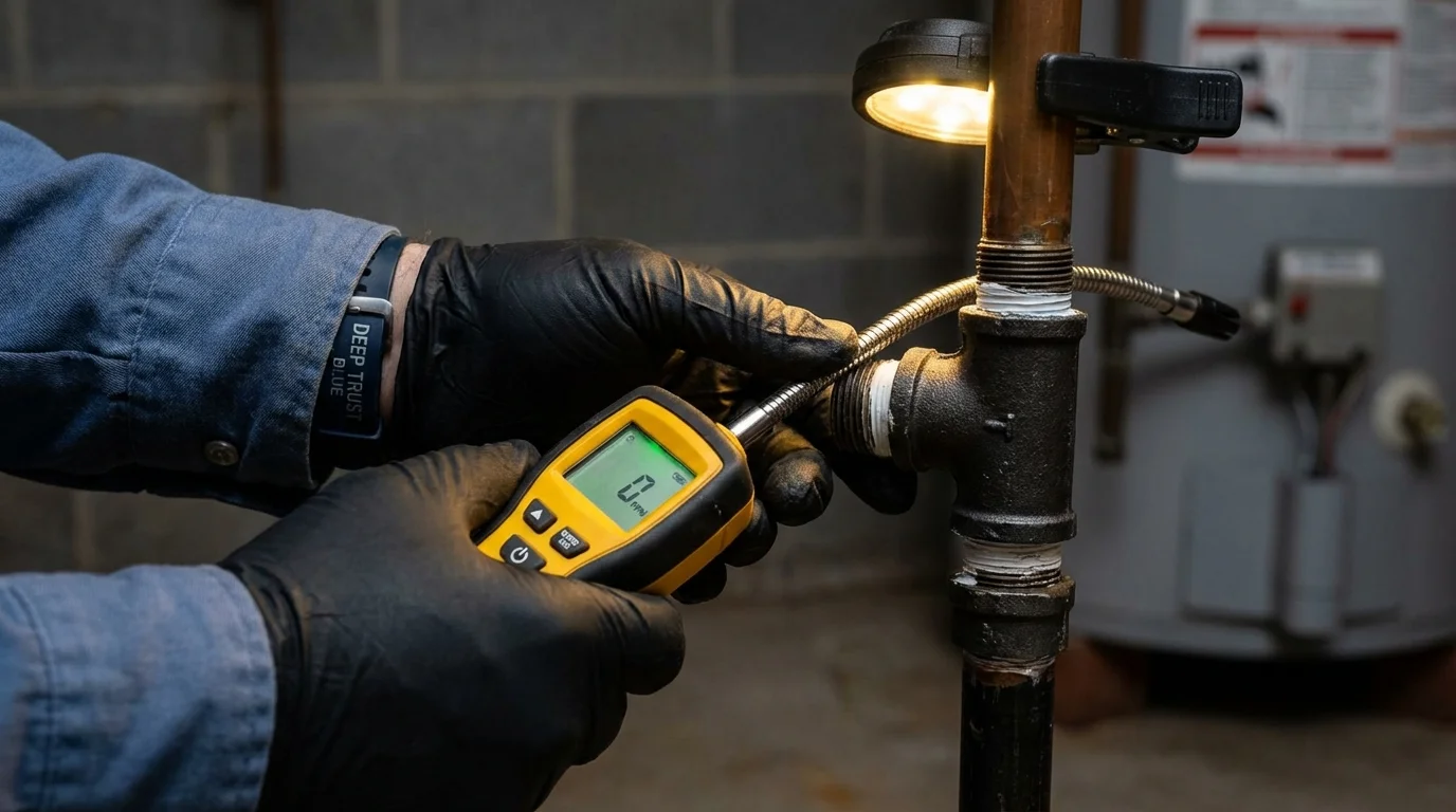 Gas leak detection with electronic sniffer by Johns Plumbing LLC in Murfreesboro