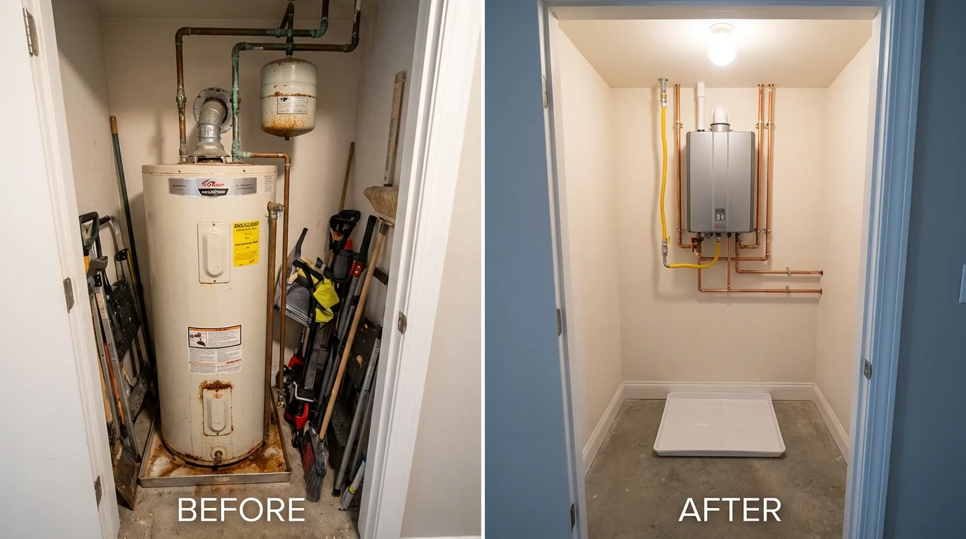 Tank water heater versus wall-mounted tankless unit comparison for Murfreesboro, TN homeowners