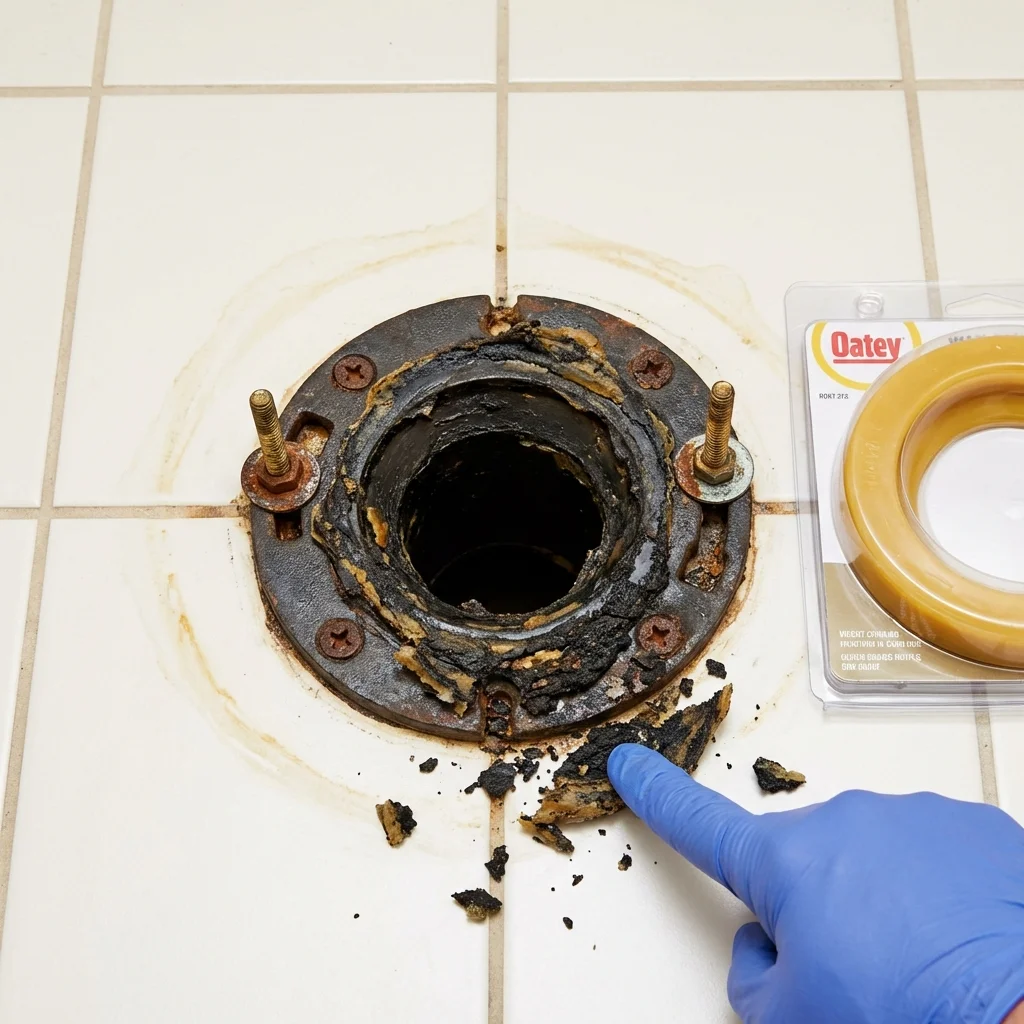 Failed wax ring showing water seepage at the base of a toilet in a Murfreesboro, TN home